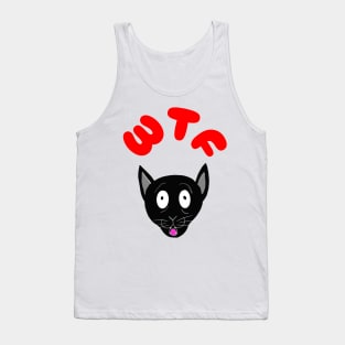 WTF Surprised Black Cat Anime/Manga Art Tank Top